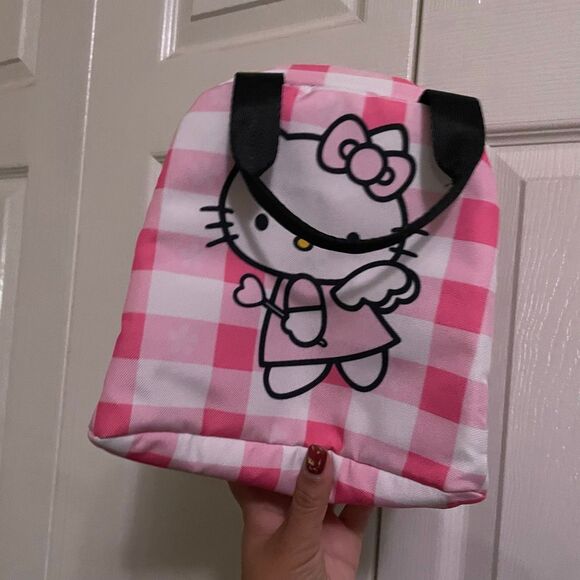 Sanrio Hello Kitty Lunch Bag Tote Square Insulated Pink White Angel - Picture 3 of 4